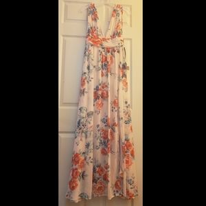 garden meandering blush floral print maxi dress